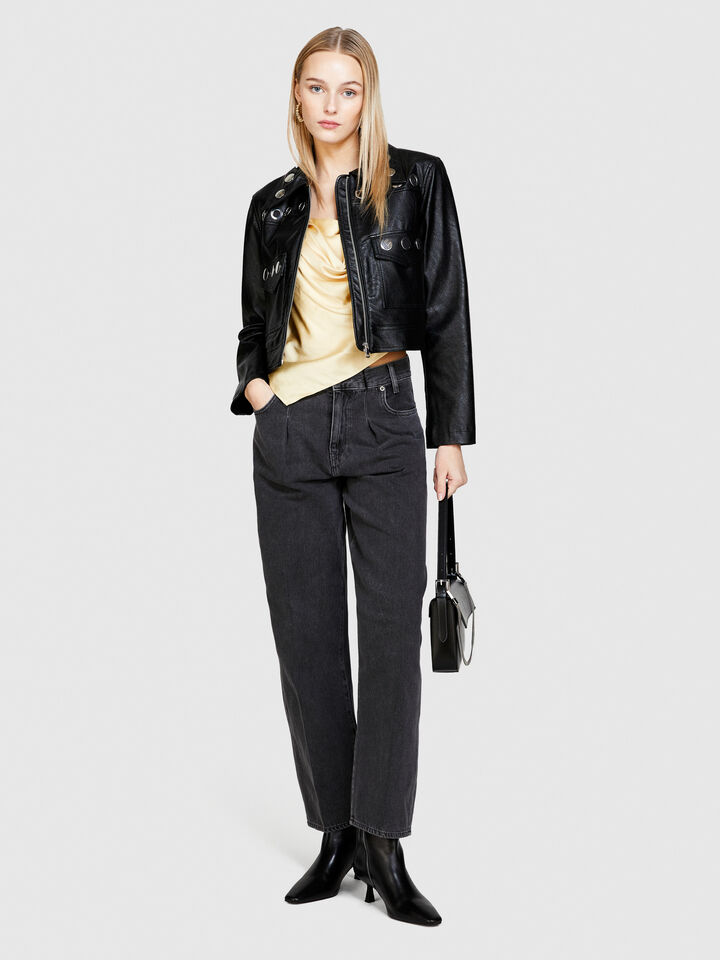 Jacket with eyelets - women's jackets - Black | Sisley image number 1